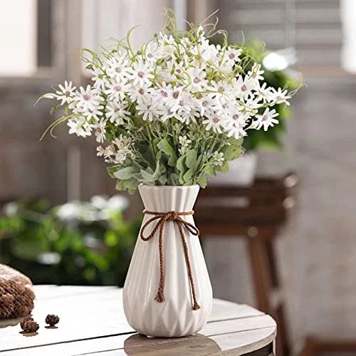 6 Bundles Artificial Wildflowers Daisy Fake Greenery Plastic Silk 05white
