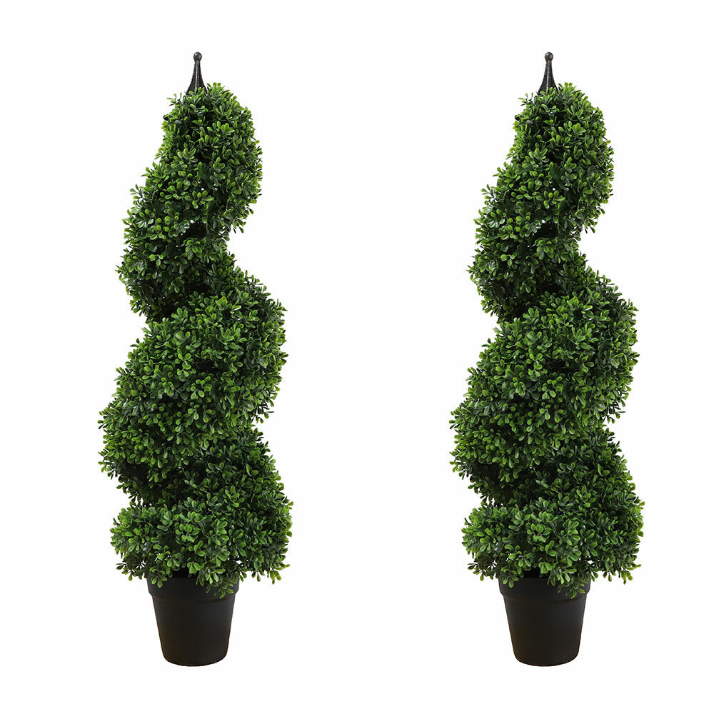 43 Inch 2 Pack Artificial Spiral Plants Green Topiary Tree