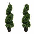 43 Inch 2 Pack Artificial Spiral Plants Green Topiary Tree